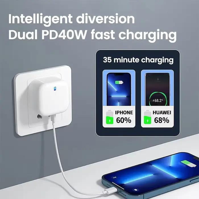Olaf 40W USB C chargeur charge rapide double PD Type C chargeur QC 3.0 adaptateur de chargeur rapide