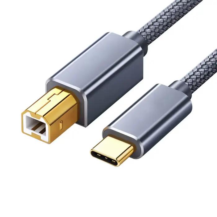 Câble d'imprimante USB C vers USB B 2.0, Scanner d'imprimante tressé pour Epson HP Canon Brother Mac