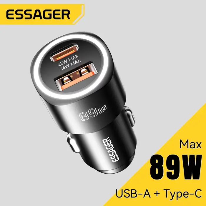 Essager USB C chargeur de voiture 89W 2 Ports Charge Super rapide PD QC 3.0 chargeur de téléphone de