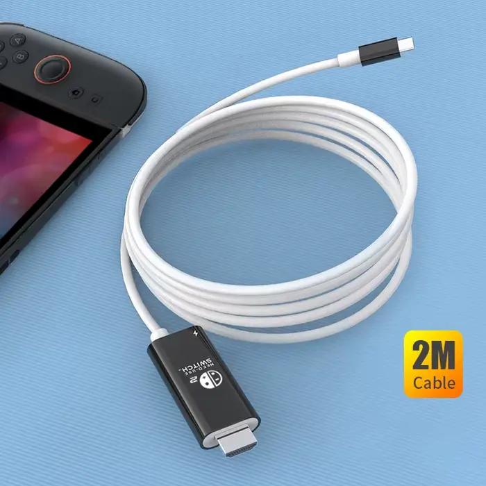 Câble adaptateur USB C vers HDMI Compatible avec Nintendo Switch 2, cordon adaptateur TV 4K/60Hz ave