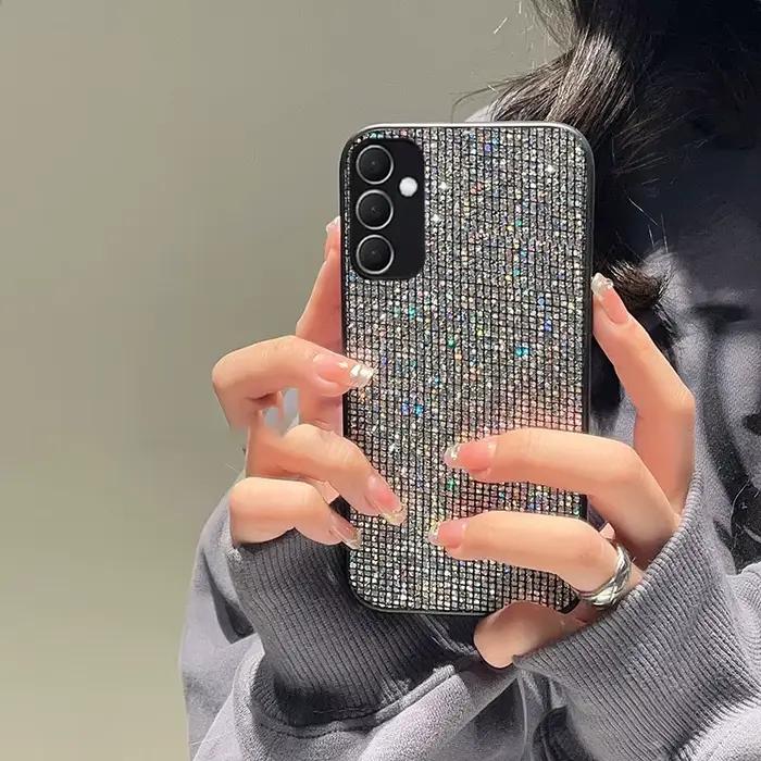 Coque de téléphone de luxe en TPU, motif de grille brillante, à la mode, pour Samsung Galaxy A14 A15