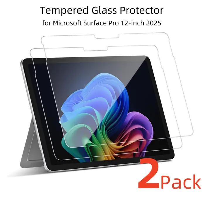 Paquet de 2 protecteurs d'écran pour Surface Pro 12 pouces 2025 Film en verre trempé 9H anti-rayures