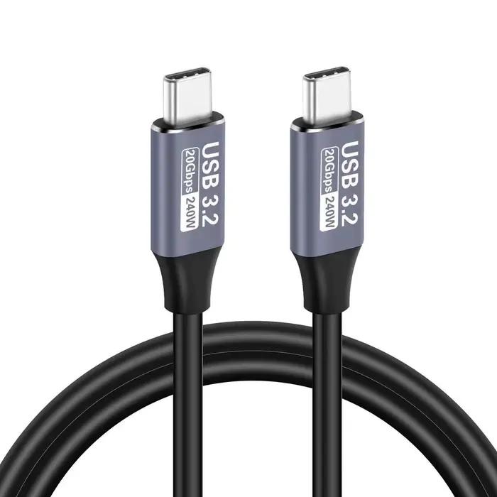 Câble USB-C vers Type-C 3.2 Gen2 20 Gbit/s 48 V 5 A 240 W, 4K 60 Hz, charge rapide QC3.0, transfert