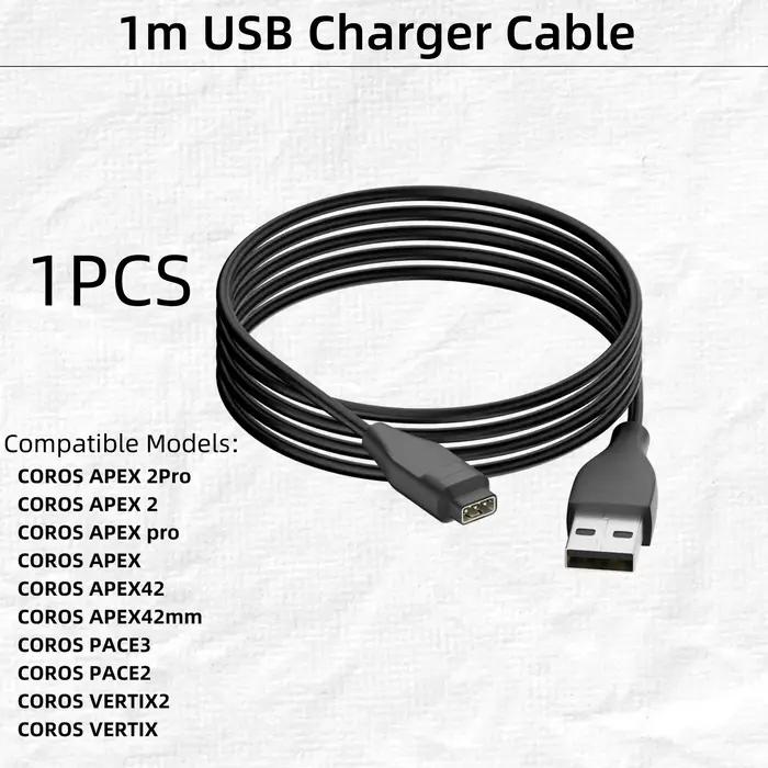 Câble de chargeur USB 1M Compatible pour Coros Pace 2/Coros Pace 3/Coros Apex/Coros Apex Pro/Coros V