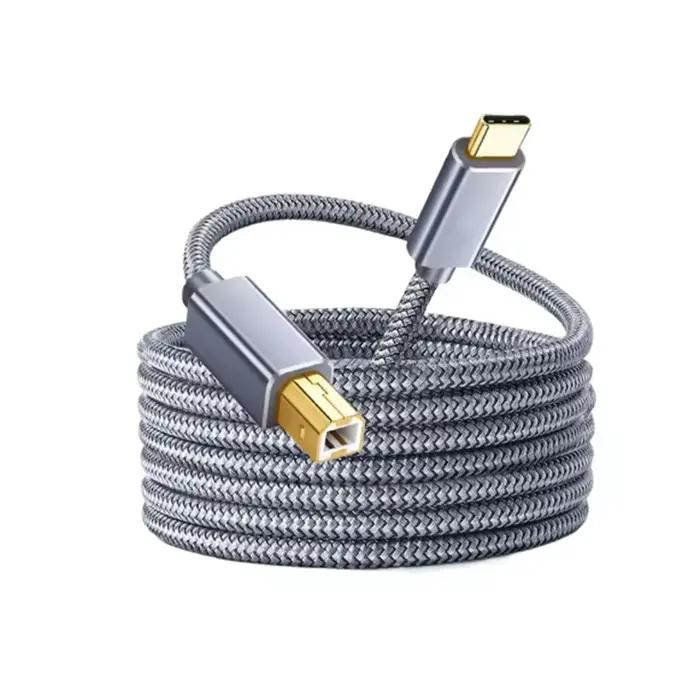 Câble d'imprimante tressé USB C vers USB B 2.0, 3M, pour Epson HP Canon Brother MacBook Pro Samsung,