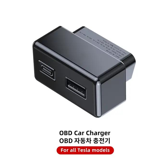 YZ Pour Tesla Model X S 3 Y Highland Juniper OBD Chargeur rapide USB et type C Double Port 48W Kit d