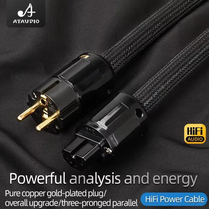 ATAUDIO HiFi EU câble Audio d'alimentation haute qualité 6N OFC Double blindage avec prise plaquée or