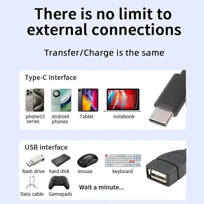 Câble OTG Type C USB type-c mâle vers USB 2.0 femelle