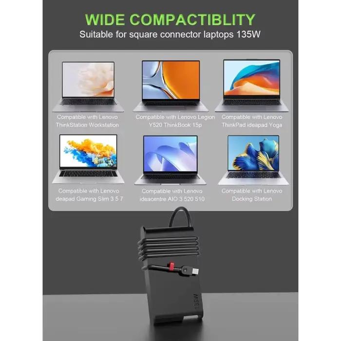 Adaptateur pour ordinateur portable 135W 20V 6.75A Chargeur USB