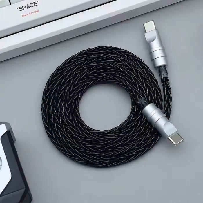 Câble de charge rapide personnalisé 240W Type C vers Type C, tressé 8 brins, en cuivre monocristallin, cordon USB C pour téléphone, ordinateur portable, chargeur de voiture