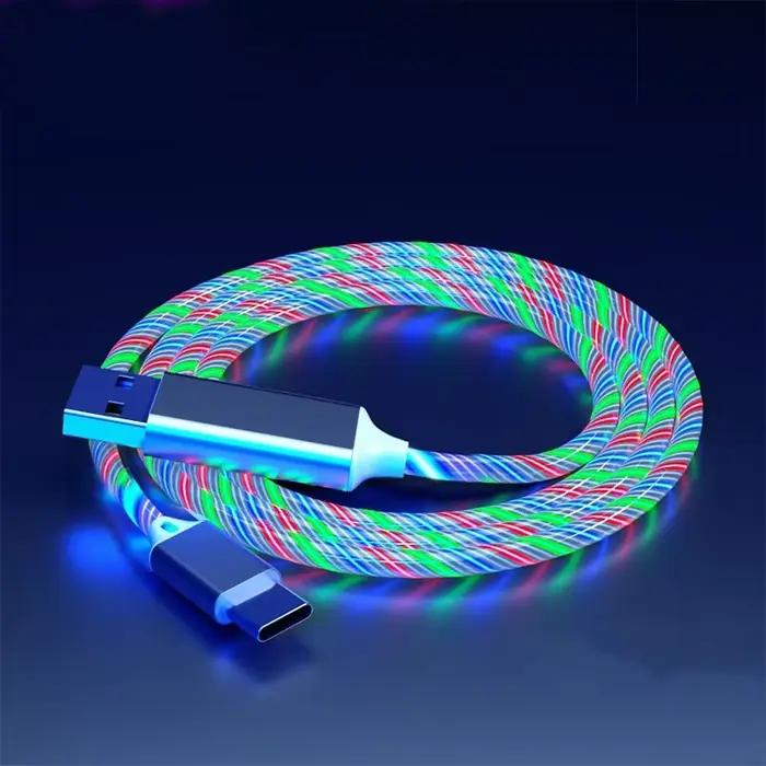 1m 2m lumière LED lumineuse USB A à Type C câble de charge rapide pour Iphone 15 16 Pro Max Xiaomi Samsung OPPO Huawei