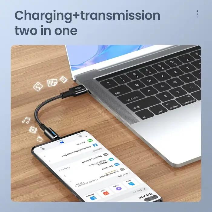 Câble de charge et de données USB C vers USB A compact