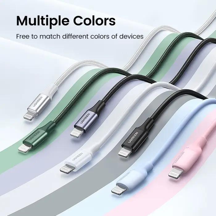 Câble USB C vers Lightning UGREEN 20W PD rapide pour iPhone 14/13/12 Pro Max et iPad Mini - Nylon Tresse Durabledurable pour charge et synchronisation des données