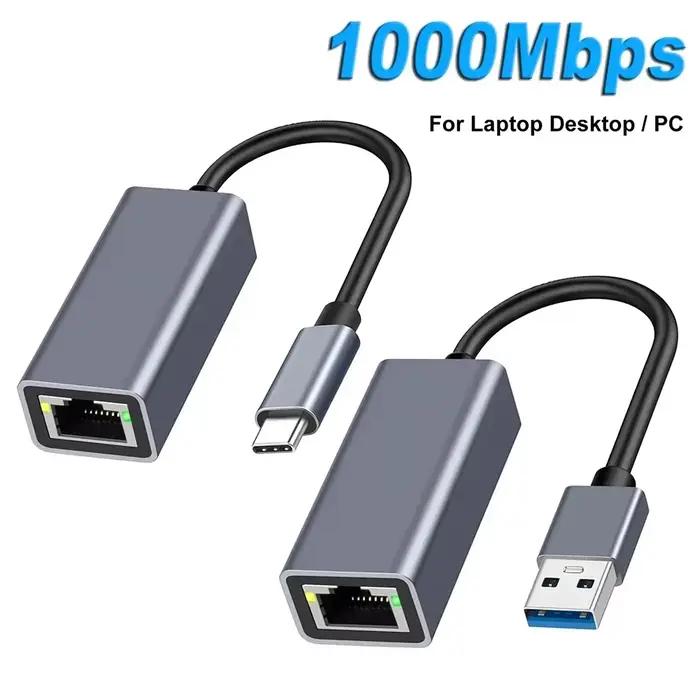 Adaptateur Ethernet USB Type C 1000 Mbps Carte réseau RJ45 pour MacBook PC Windows XP 7 Câble Internet Lan USB pour Android