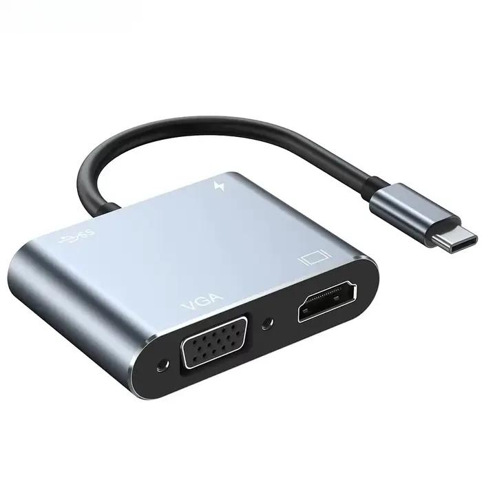 Adaptateur USB-C HDMI Compatible VGA 4K 3D Hub de Répartition Câble pour Moniteur PC Téléphone TV Occasions Spéciales