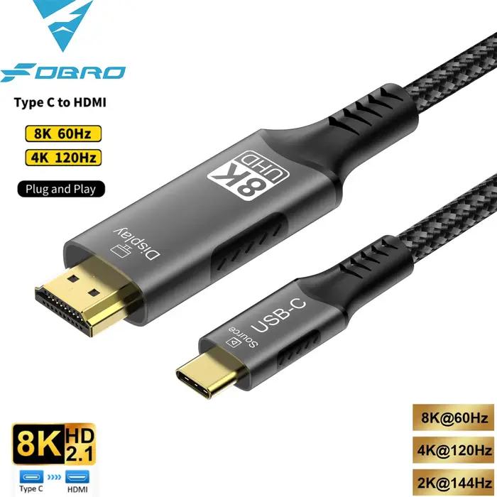 Câble USB C vers HDMI 8K 4K@120Hz pour MacBook iPad Pro Compatible HDMI Projecteur Moniteur Occasions Spéciales