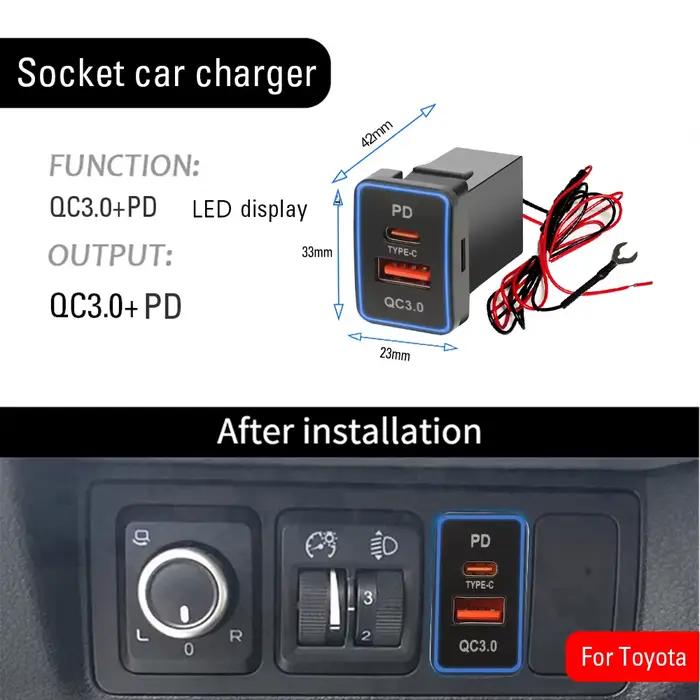 Chargeur de Voiture PD QC3.0 USB pour Toyota Modèles Post 2013 Accessoire Électronique de Haute Qualité Pratique et Durables