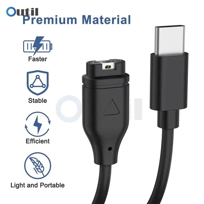 Câble de chargement USB 100 cm (1 M) pour montres Garmin – Compatible avec Fenix 5/5S/5X/6/6S/6X/7/7S/7X/8
