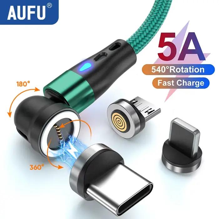 AUFU 5A câble de charge rapide magnétique 540 rotation