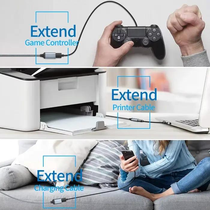 Câble d'extension USB 3.0 tressé en nylon de 1 à 5 m