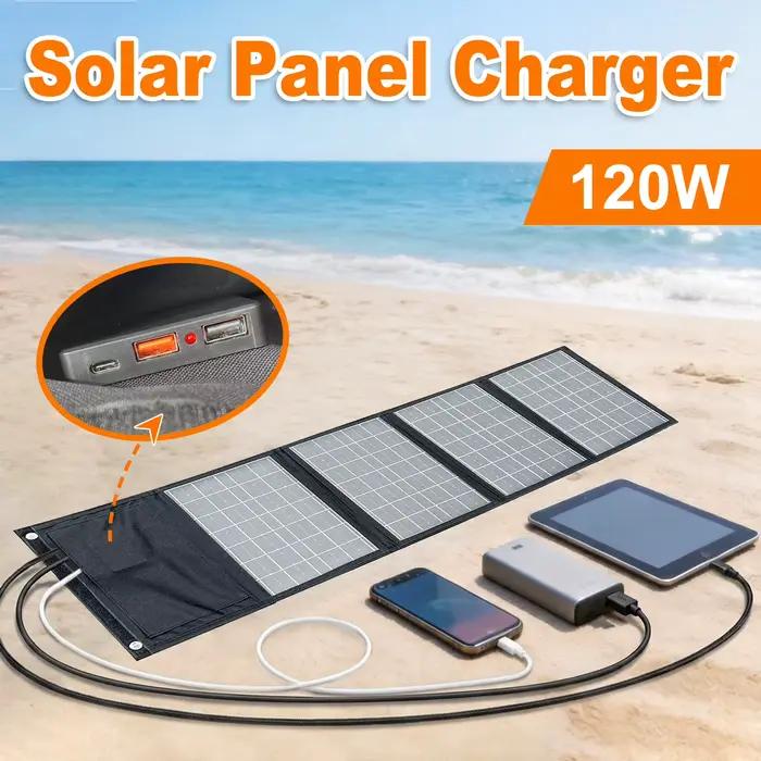 Leaorld Chargeur solaire Leaorld 120W, chargeur solaire portable léger USB QC3.0 PD3.0 pour téléphone, camping, randonnée, voyage en plein air