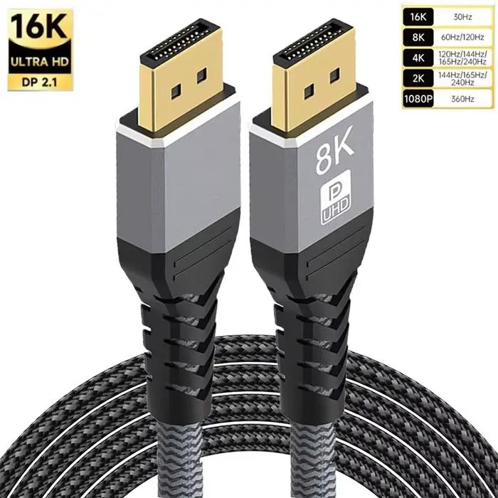 Câble DisplayPort 1.4 8K 60Hz 4K 144Hz 2K 240Hz Noir pour PC Ordinateur Portable Téléviseur Projecteur Occasions Spéciales