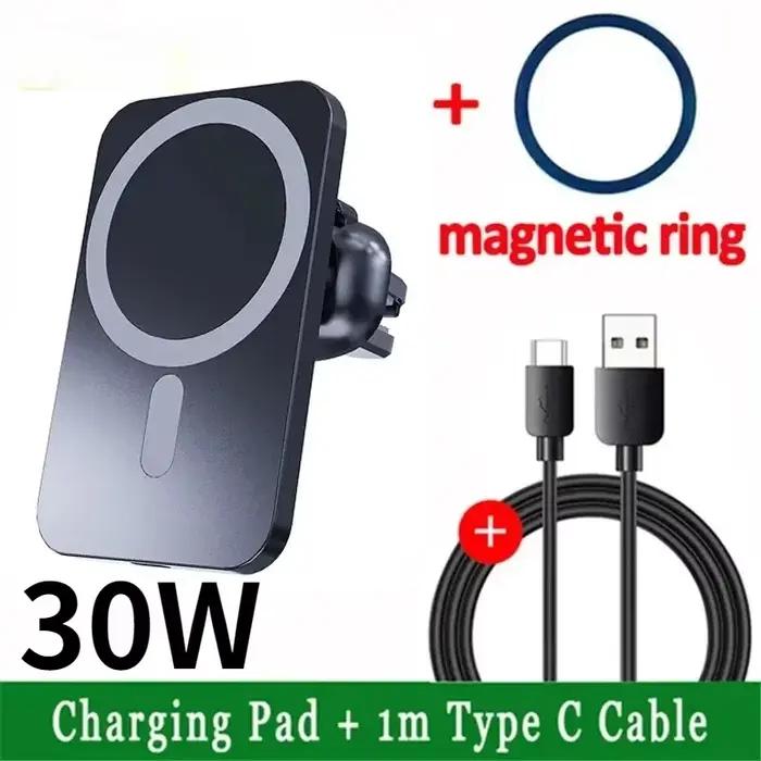 MagSafe – chargeur de voiture sans fil rapide 30W, pour iPhone 17 16 15 14 13 12 Pro Max Samsung Xiaomi, support de téléphone magnétique pour grille d'aération