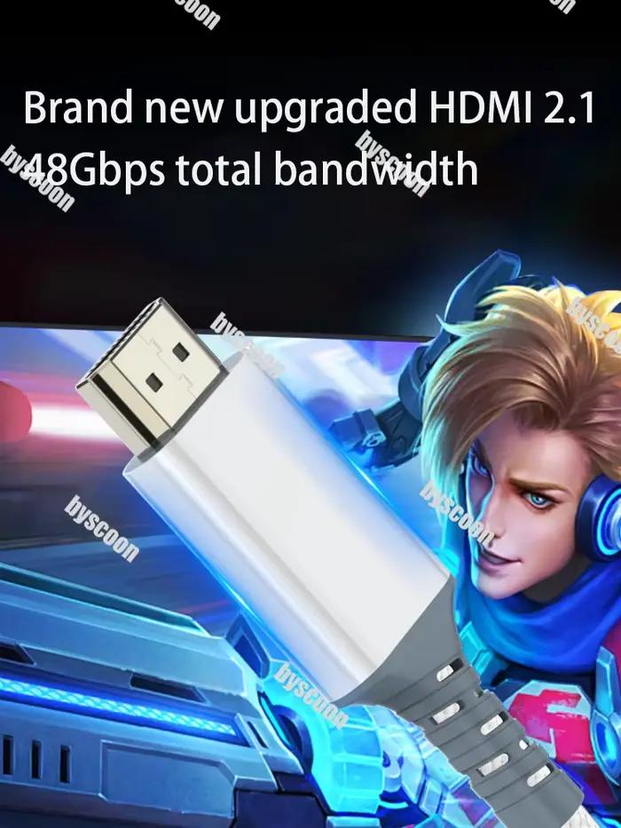 Câble HDMI 2.1 Ultra HD blanc glacé 8K 60Hz 4K 240Hz 48Gbps HDR10+ pour PS5