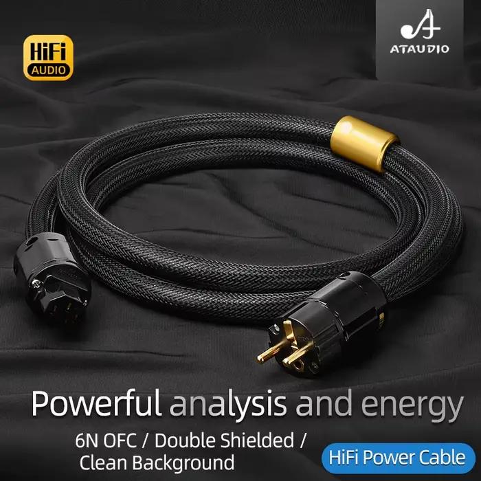 ATAUDIO HiFi EU câble Audio d'alimentation haute qualité 6N OFC Double blindage avec prise plaquée or