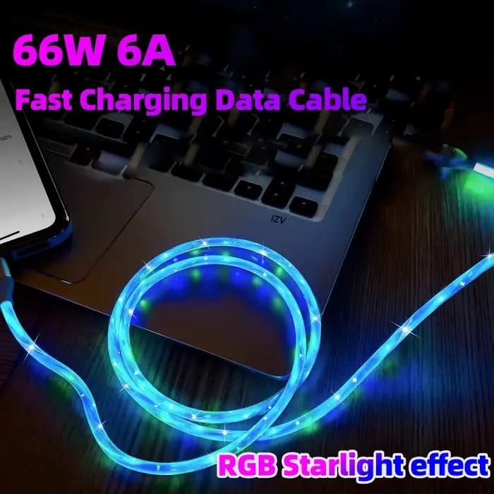 Câble USB vers C à charge rapide RGB 66W 6A