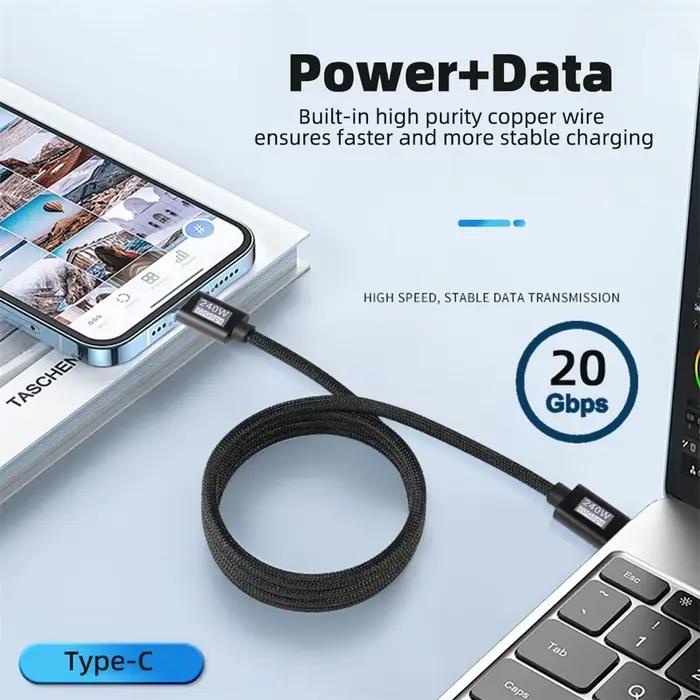 Câble magnétique USB C USB4.0 Type C 20Gbps PD3.1 240W 8K 5K 4K
