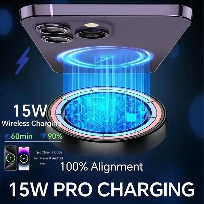 Adapteur Chargeur Téléphone Voiture Magnétique Sans Fil 15W Charge Rapide Pare-Brise Tableau De Bord Support Téléphone Voiture iPhone Samsung Occasions Spéciales