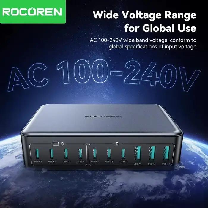 Rocoren 480W USB C chargeur 10 Ports Type C Station de charge plusieurs appareils Gan