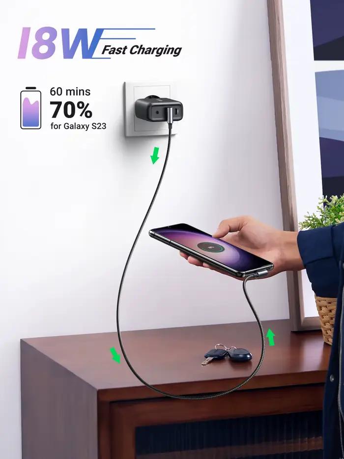 UGREEN Double 90 ° Câble USB-C à angle droit en forme de L pour iPhone 17 Samsung Xiaomi