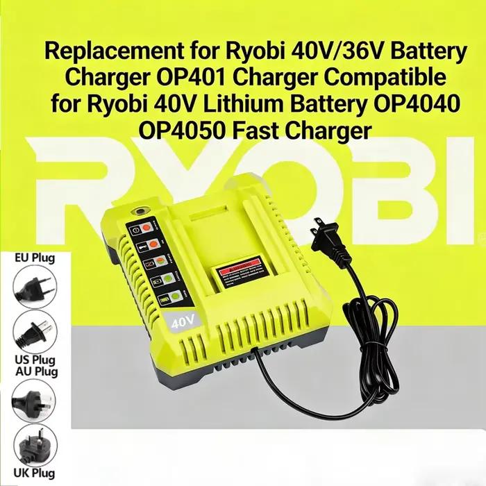 Chargeur double pour batterie lithium Ryobi 40V compatible avec OP401 OP403 modèle OP4015 OP4026 OP4026A OP4030 OP4040 OP4050A occasions spéciales bricolage construction artisanat