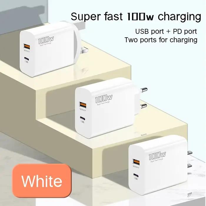 Elough 100W EU/UK/US adaptateur de Charge rapide USB C + USB A Super Charge téléphone portable pour Huawei Samsung Iphone tablette