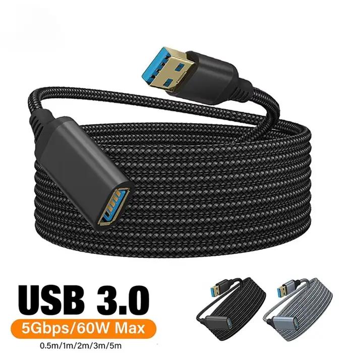 Câble d'extension USB 3.0 tressé en nylon de 1 à 5 m