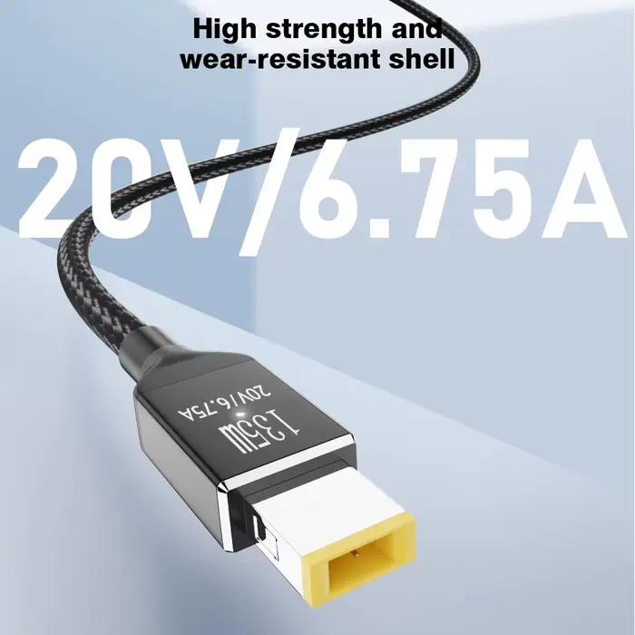 Chargeur d'ordinateur portable 20v 6.75a 135w pour Lenovo Legion y9000p y9000k y7000p type C Adaptateur secteur USB SLIM carré câble de charge