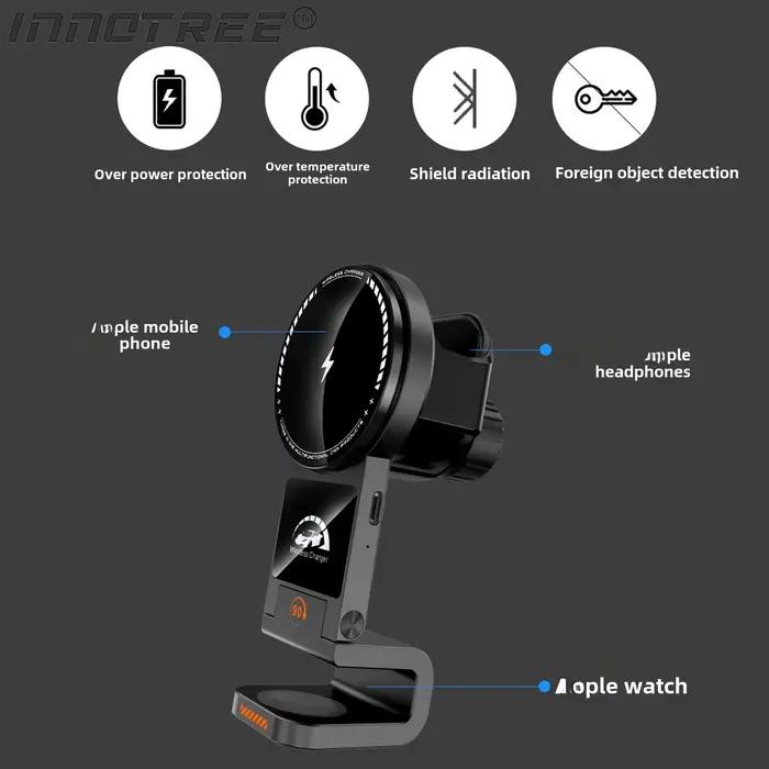 Support de téléphone magnétique sans fil pour voiture