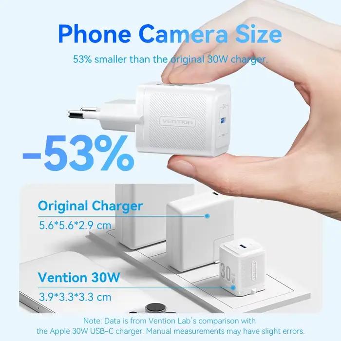 Chargeur GaN Vention 30W PD 3.0 PPS QC