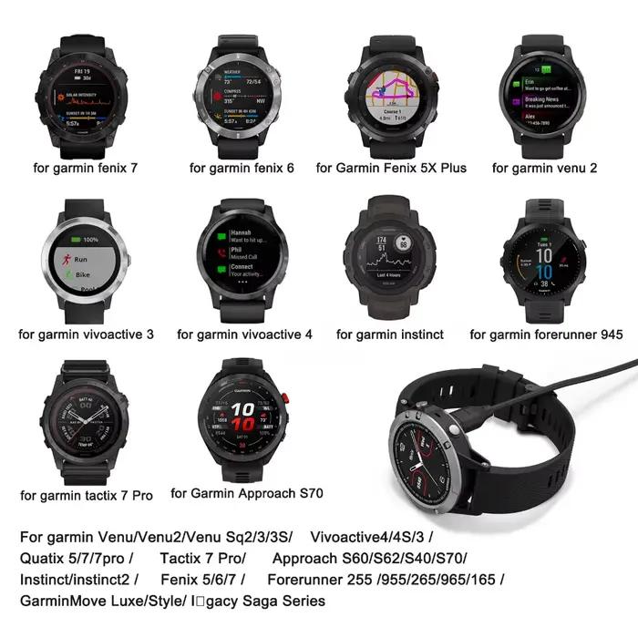 Chargeur de Type C pour Garmin Fenix 7 6 5X Plus/Venu 2/Vivoactive 3 4/Instinct 2/Forerunner 945 255 955 265 965 165