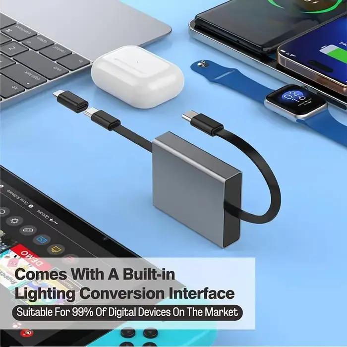 Câble USB rétractable Type C 60W PD à charge rapide pour iPhone 17 16 15 14 13