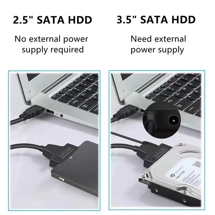 Câble SATA vers USB 3.0 Adaptateur de disque dur SATA III Convertisseur pour disque dur SSD HDD 2.5 3.5 avec alimentation 12V/2A pour sauvegarde de fichiers et mise à niveau de pilotes compatibles Windows et MacOS