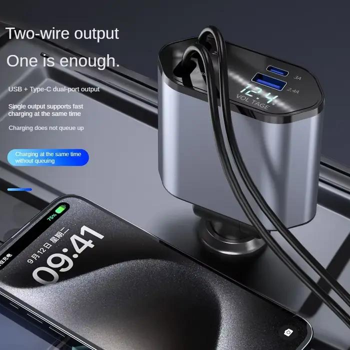 Chargeur de voiture rétractable 4 en 1