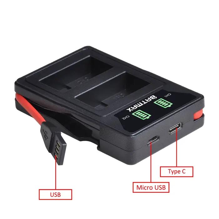2X DMW-BLC12 BLC12E DMW BLC12 batterie + LED USB double chargeur Type C Port pour Panasonic Lumix FZ1000 FZ200 FZ300 G5 G6 G7 GH2 GX8