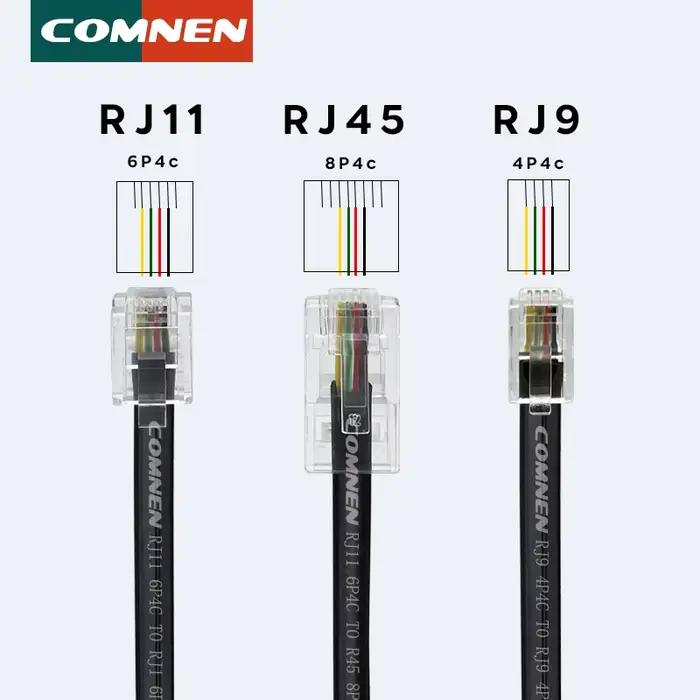 COMNEN RJ9 -RJ9/RJ11-RJ45 câble de données téléphonique 4P4C 6P4C 8P4C mâle