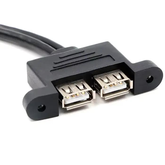 Câble d'extension double USB mâle à femelle, câble d'extension double Port Usb3.0 avec trous de vis M3, montage sur panneau Usb2.0