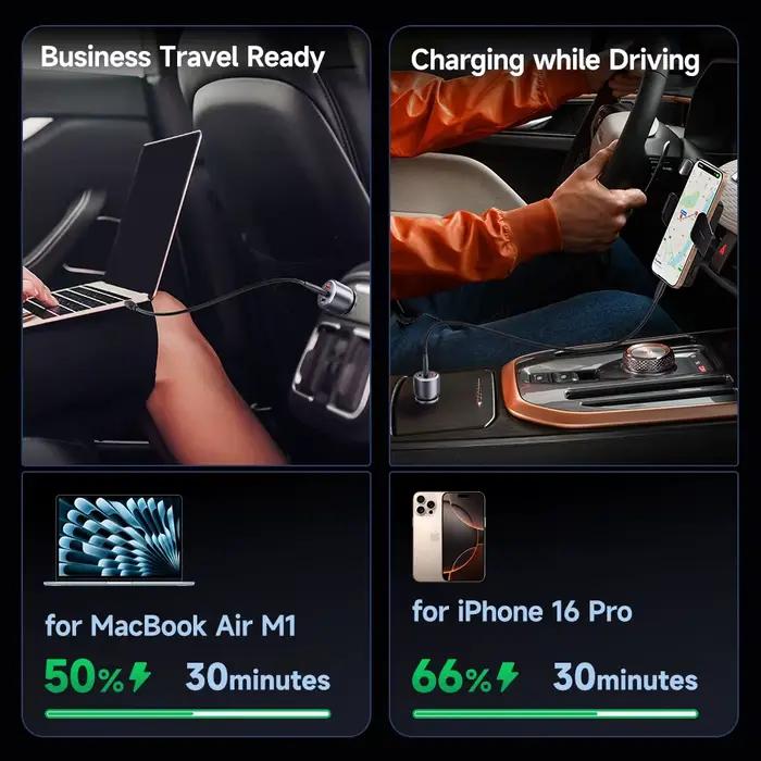 Chargeur de voiture Toocki CC43 100W USB C PPS PD 65W à charge rapide pour Macbook