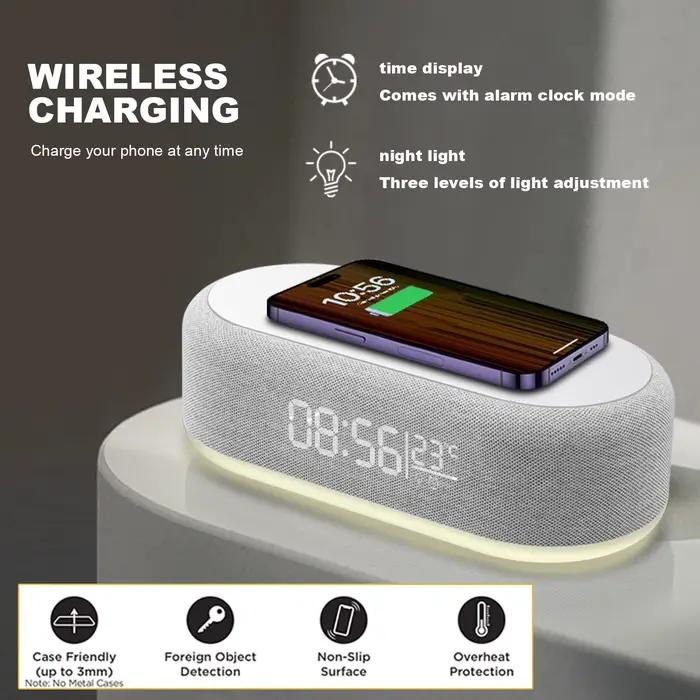 Support de chargeur sans fil réveil temps lumière LED chargeur de téléphone 15W Station de charge rapide pour iPhone 17 ~ 12 Samsung Xiaomi
