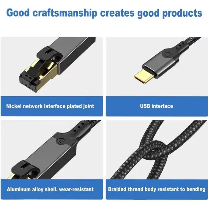 Nouveau câble USB C vers Ethernet CAT6 10/100/1000 Mbps, 1 m